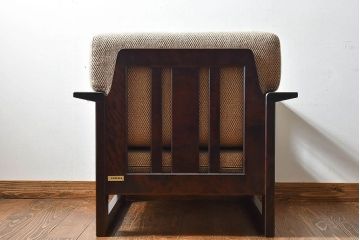 中古美品　北海道民芸家具　重厚な佇まいシングルソファ(1人掛けソファ、アームソファ)(定価17万)(2)