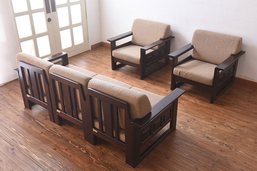 中古美品　北海道民芸家具　重厚な佇まいシングルソファ(1人掛けソファ、アームソファ)(定価17万)(2)