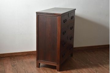 アンティーク家具　和製アンティーク　前面ケヤキ材　和モダンな脚付きチェスト(引き出し、箪笥)
