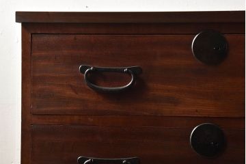 アンティーク家具　和製アンティーク　前面ケヤキ材　和モダンな脚付きチェスト(引き出し、箪笥)