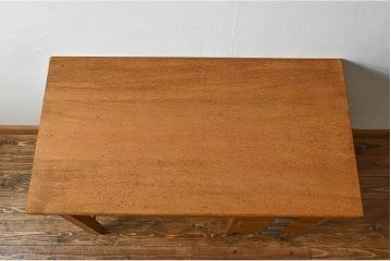 レトロ家具　昭和レトロ　木の質感が味わい深いナラ材の薄型デスク(片袖机、在宅ワーク、在宅用作業台、子供机)