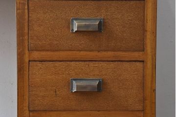 レトロ家具　昭和レトロ　木の質感が味わい深いナラ材の薄型デスク(片袖机、在宅ワーク、在宅用作業台、子供机)