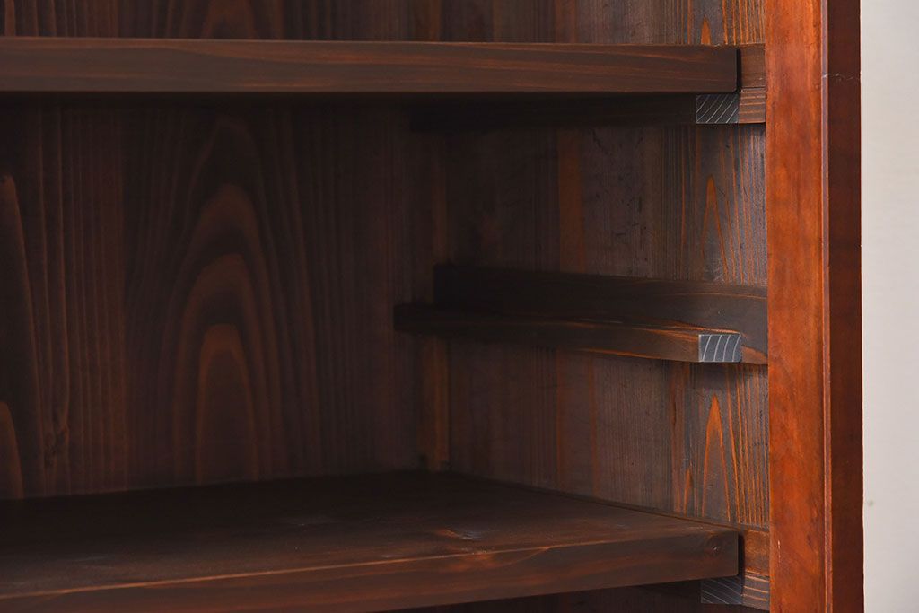 アンティーク家具　和製アンティーク　モールガラスがおしゃれなキャビネット(収納棚、戸棚、本箱)