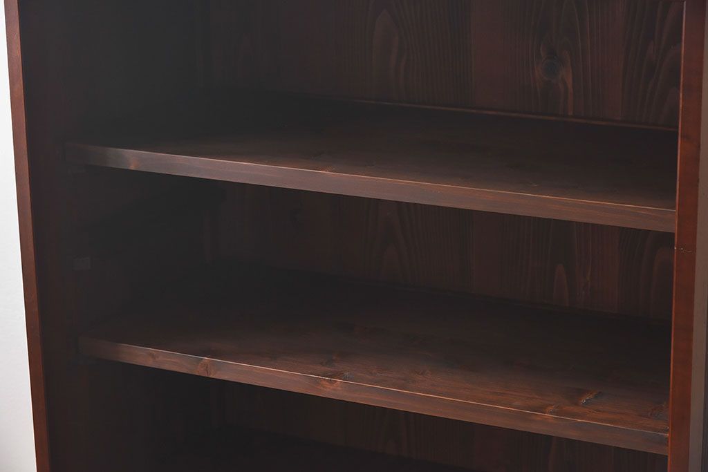 アンティーク家具　和製アンティーク　モールガラスがおしゃれなキャビネット(収納棚、戸棚、本箱)