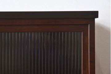 アンティーク家具　和製アンティーク　モールガラスがおしゃれなキャビネット(収納棚、戸棚、本箱)