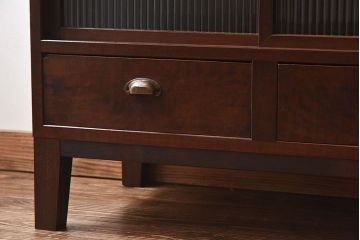 アンティーク家具　和製アンティーク　モールガラスがおしゃれなキャビネット(収納棚、戸棚、本箱)