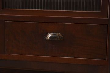 アンティーク家具　和製アンティーク　モールガラスがおしゃれなキャビネット(収納棚、戸棚、本箱)
