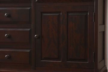 中古　北海道民芸家具　シックな雰囲気漂う大きな重ね食器棚(カップボード、収納棚)