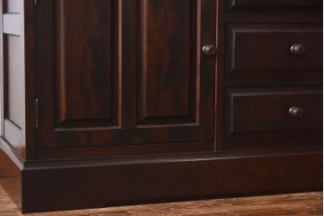 中古　北海道民芸家具　シックな雰囲気漂う大きな重ね食器棚(カップボード、収納棚)