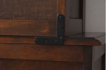 中古　北海道民芸家具　シックな雰囲気漂う大きな重ね食器棚(カップボード、収納棚)