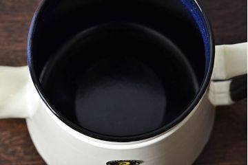 アンティーク雑貨　昭和レトロ　福島琺瑯　月星印　琺瑯製コーヒーポット(ケトル、水差し)・箱付き