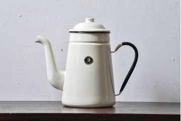 アンティーク雑貨　昭和レトロ　福島琺瑯　月星印　琺瑯製コーヒーポット(ケトル、水差し)・箱付き