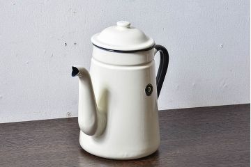アンティーク雑貨　昭和レトロ　福島琺瑯　月星印　琺瑯製コーヒーポット(ケトル、水差し)・箱付き