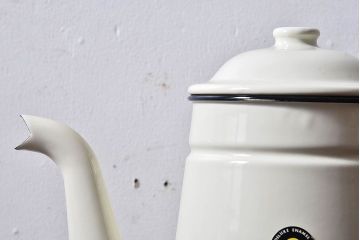 アンティーク雑貨　昭和レトロ　福島琺瑯　月星印　琺瑯製コーヒーポット(ケトル、水差し)・箱付き