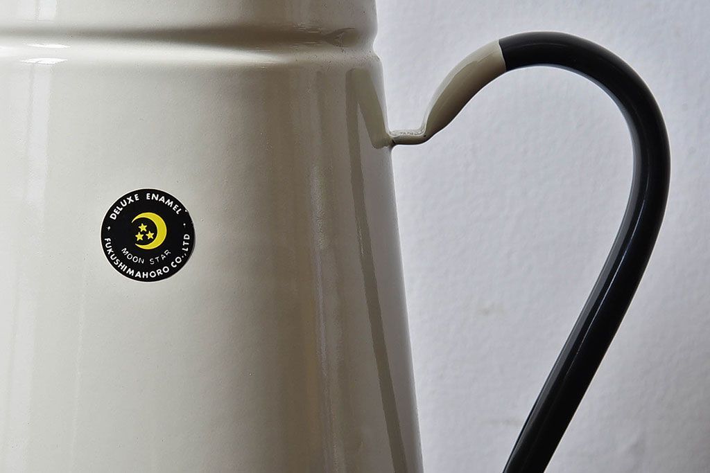 アンティーク雑貨　昭和レトロ　福島琺瑯　月星印　琺瑯製コーヒーポット(ケトル、水差し)・箱付き