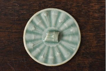 アンティーク雑貨　アンティーク　江戸期　三田焼　青磁銚子(竹節柄急須)