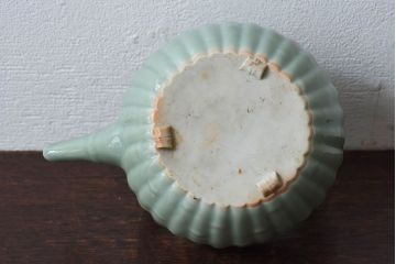 アンティーク雑貨　アンティーク　江戸期　三田焼　青磁銚子(竹節柄急須)