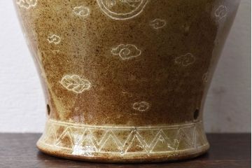 アンティーク雑貨　アンティーク　明治大正期　雲鶴紋瓶掛火鉢(茶道具)