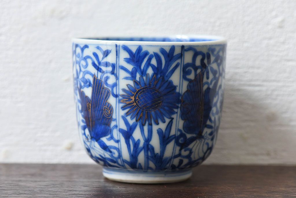 アンティーク雑貨　アンティーク　幕末明治期　色絵金彩湯呑(蕎麦猪口)