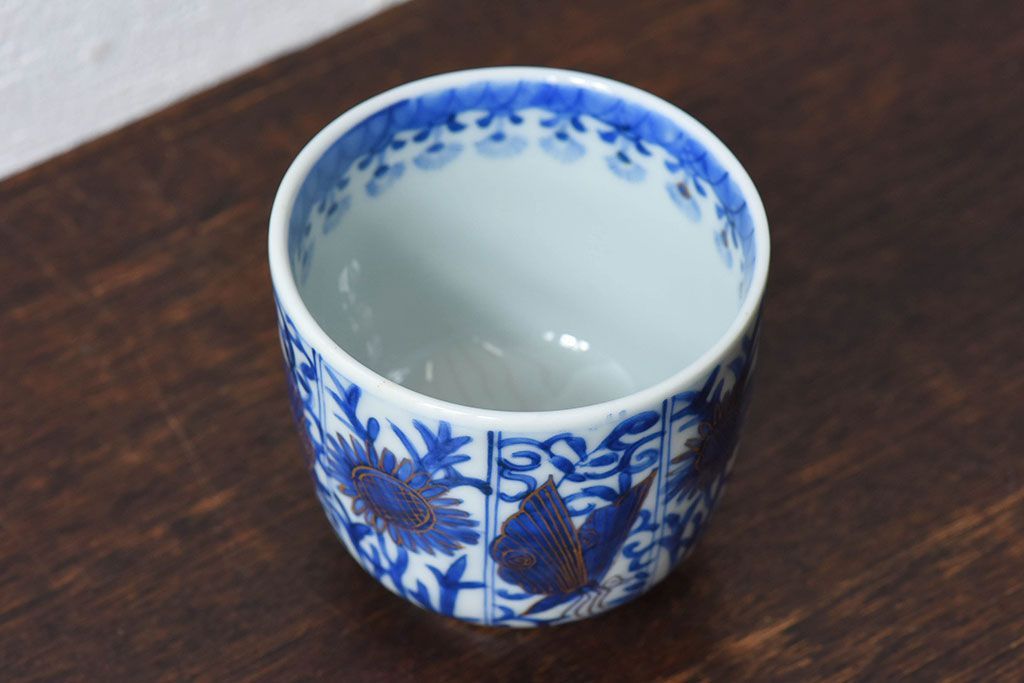 アンティーク雑貨　アンティーク　幕末明治期　色絵金彩湯呑(蕎麦猪口)