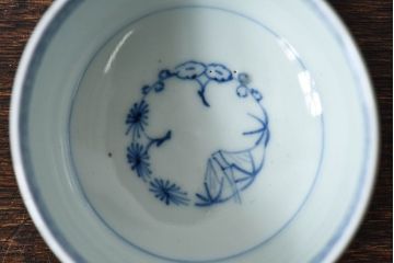 幕末〜明治期　伊万里焼　染付蛸唐草文　湯呑碗(蕎麦猪口、向付)(1)