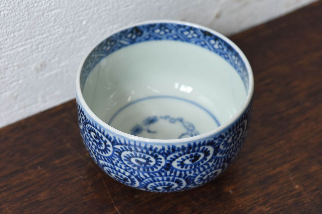 幕末〜明治期　伊万里焼　染付蛸唐草文　湯呑碗(蕎麦猪口、向付)(2)