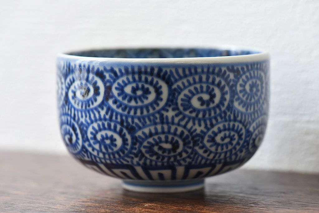 幕末〜明治期　伊万里焼　染付蛸唐草文　湯呑碗(蕎麦猪口、向付)(2)