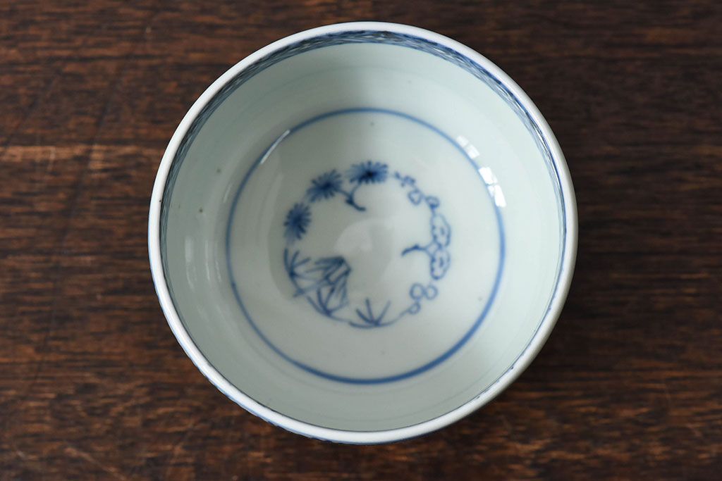 幕末〜明治期　伊万里焼　染付蛸唐草文　湯呑碗(蕎麦猪口、向付)(2)