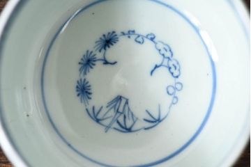 幕末〜明治期　伊万里焼　染付蛸唐草文　湯呑碗(蕎麦猪口、向付)(2)