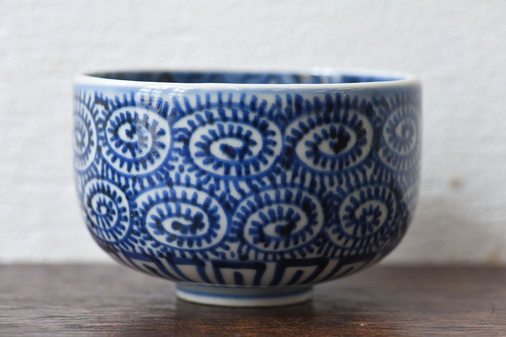 幕末〜明治期　伊万里焼　染付蛸唐草文　湯呑碗(蕎麦猪口、向付)(2)