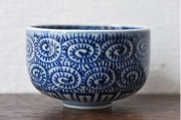 幕末〜明治期　伊万里焼　染付蛸唐草文　湯呑碗(蕎麦猪口、向付)(2)