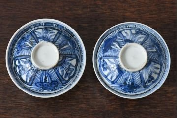 江戸時代後期　伊万里焼　染付　蓋茶碗2客セット(1)