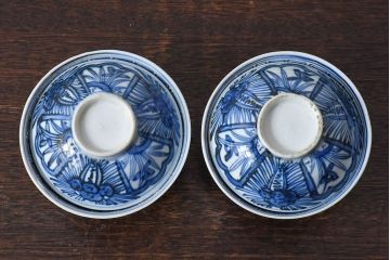 江戸時代後期　伊万里焼　染付　蓋茶碗2客セット(2)