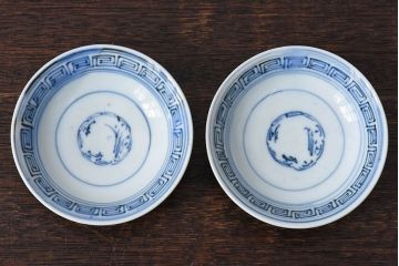 江戸時代後期　伊万里焼　染付　蓋茶碗2客セット(2)