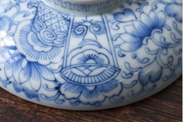 江戸時代後期　伊万里焼　線描染付　蓋茶碗2客セット