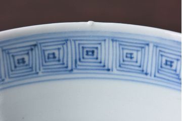 江戸時代後期　伊万里焼　線描染付　蓋茶碗2客セット