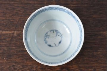 古民具・骨董　江戸期　華やかな古伊万里色絵染付　蕎麦猪口(湯呑、向付)(2)