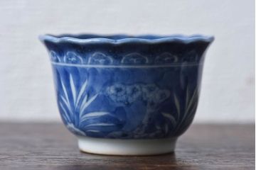 江戸期　かわいらしいフォルムの伊万里焼　染付　湯呑(向付・蕎麦猪口)2客セット