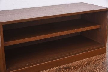 レトロ家具　昭和レトロ　モールガラス戸の小振りなローボード(収納棚・戸棚)