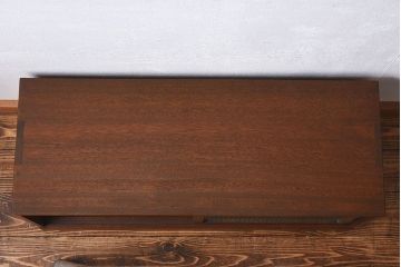 レトロ家具　昭和レトロ　モールガラス戸の小振りなローボード(収納棚・戸棚)