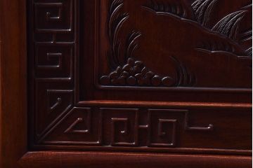 アンティーク雑貨　中国　虎の図　漆塗りが美しい上質な唐木の衝立(パーテーション)