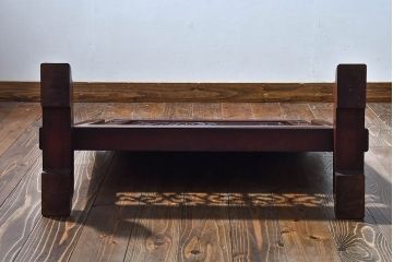 アンティーク雑貨　中国　虎の図　漆塗りが美しい上質な唐木の衝立(パーテーション)