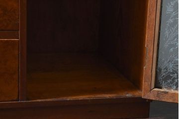 レトロ家具　昭和レトロ　結霜ガラスがおしゃれな扉付き小引き出し(小物収納)