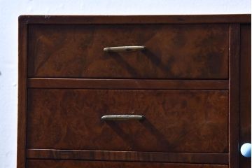 レトロ家具　昭和レトロ　結霜ガラスがおしゃれな扉付き小引き出し(小物収納)