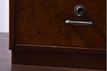レトロ家具　昭和レトロ　結霜ガラスがおしゃれな扉付き小引き出し(小物収納)