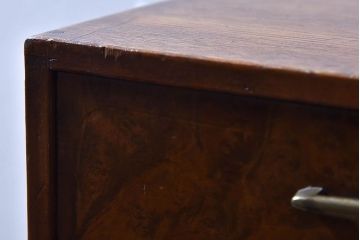 レトロ家具　昭和レトロ　結霜ガラスがおしゃれな扉付き小引き出し(小物収納)