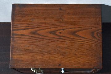 レトロ家具　昭和レトロ　結霜ガラスがおしゃれな扉付き小引き出し(小物収納)