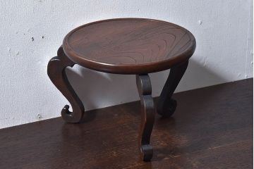 アンティーク雑貨　和製アンティーク　木目と質感が味わい深い総ケヤキ材の花台(飾り台)