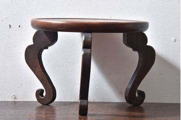 アンティーク雑貨　和製アンティーク　木目と質感が味わい深い総ケヤキ材の花台(飾り台)