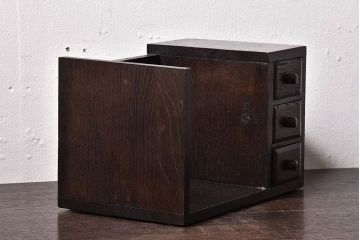 アンティーク雑貨　中古　シックな小引き出し付きの本立て(小物収納)